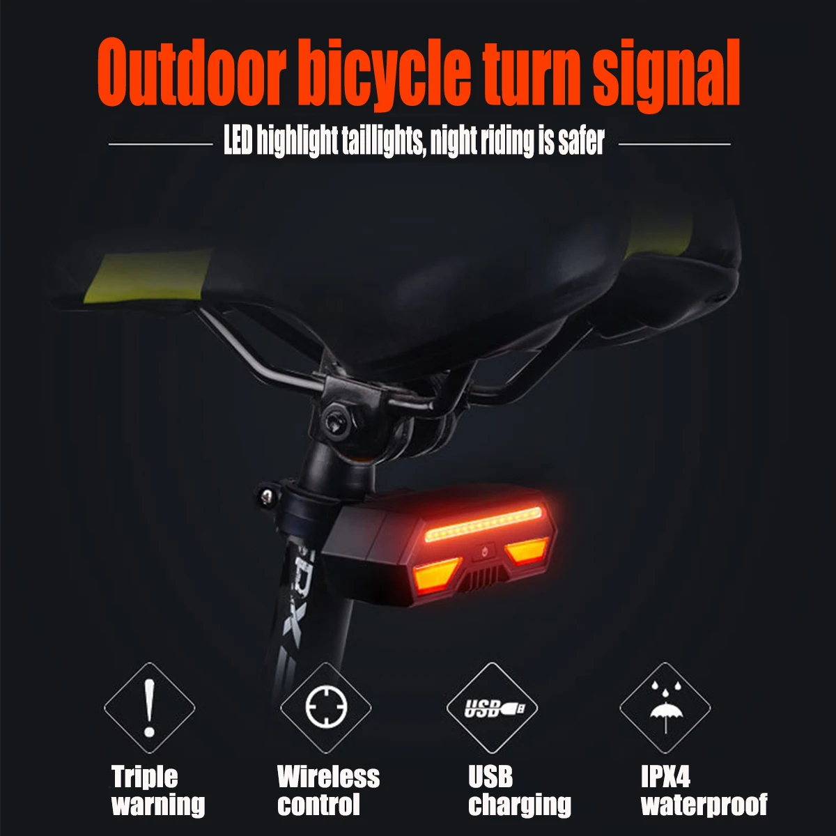 Cheap Bicycle Bike Rear Tail Laser LED Indicator Lamp Turn Signal Light Wireless USB Rechargeable Cycling Accessories Remote Turn led 1
