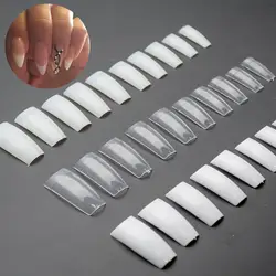 10 размеров белый/Clear/натуральный накладные ногти французский Половина Покрытие акрил искусственные накладные ногти 100 шт./упак. ногтей