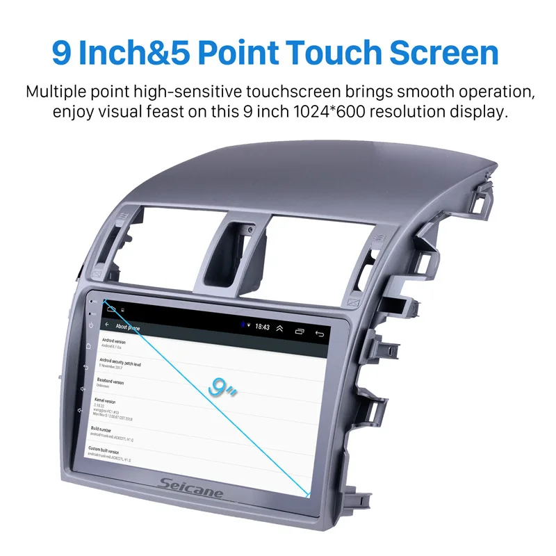 Best Seicane 2Din Android 8.1 2GBRAM 9" GPS Navigation Radio Player For 2007 2008 2009 2010 Toyota OLD Corolla Bluetooth Music Stereo 2