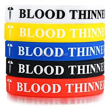 

100pcs colorful BLOOD THINNER wristband silicone bracelets free shipping by epacket A