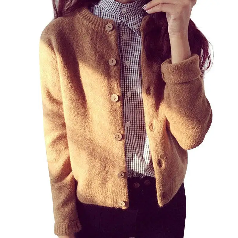 

Women Cardigan Sweater Autumn Winter Woolen Knitted Cardigan Female Thick Short Jacket Sweater Women Basic Coats Jumper