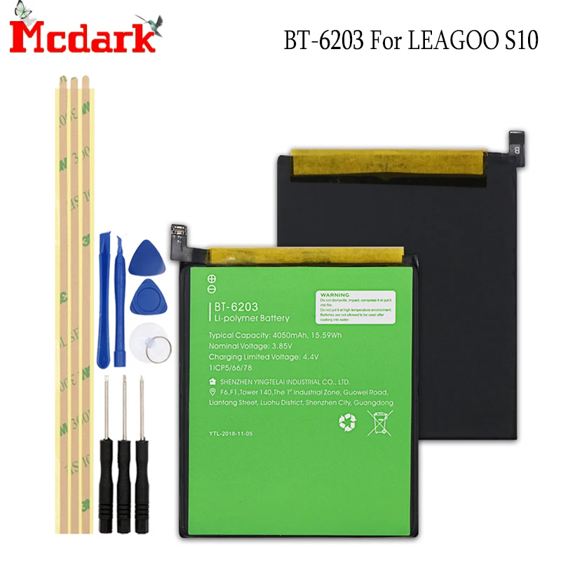 BT-6203 For LEAGOO S10 Battery Replacement High Quality Large Capacity 4050mAh Back Up Bateria Smart Phone+Tools | Мобильные