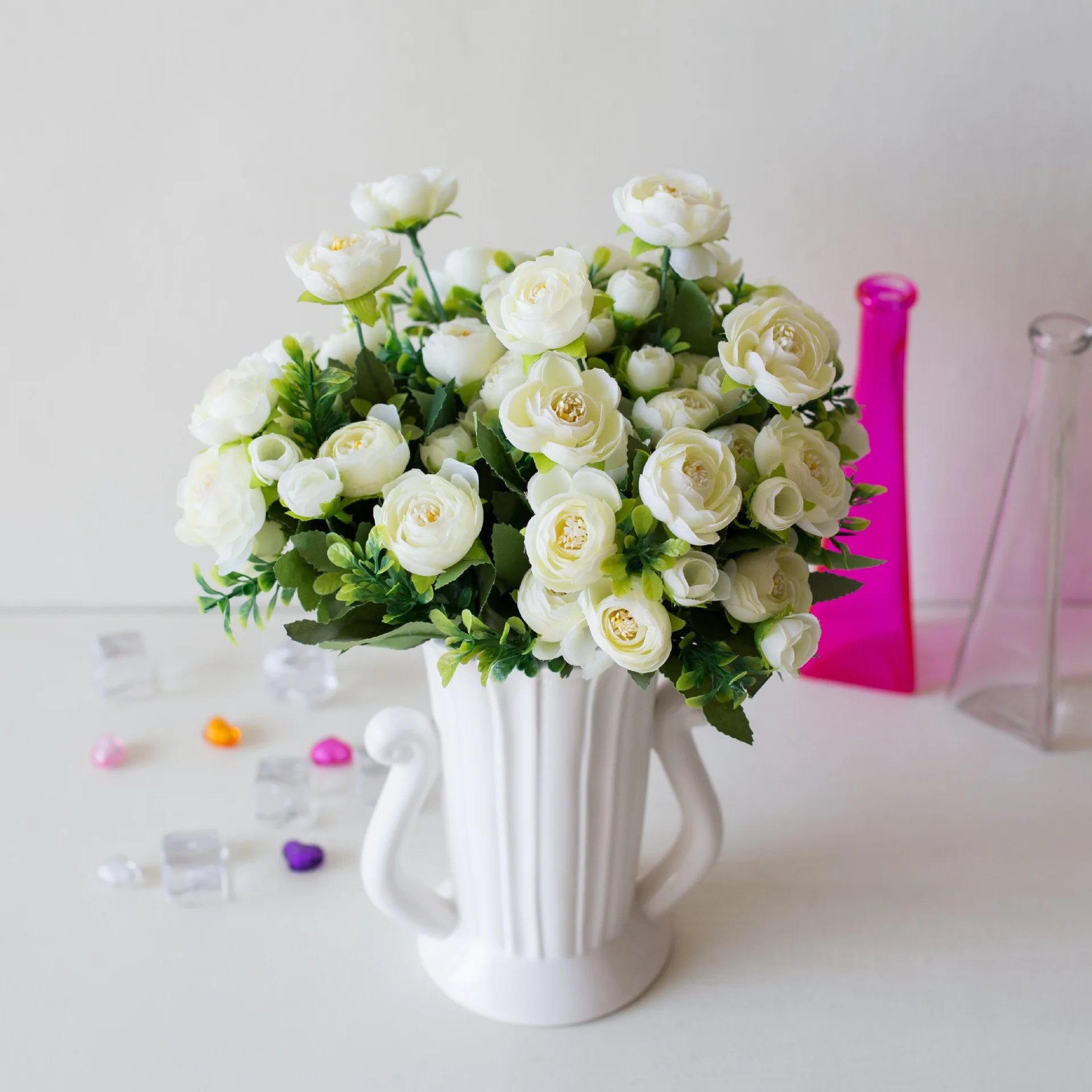 

Wedding Decoration artificial flower 6 Branches Vivid Fake Peony Silk Flower Autumn Artificial Flowers Wedding Home Party Decor