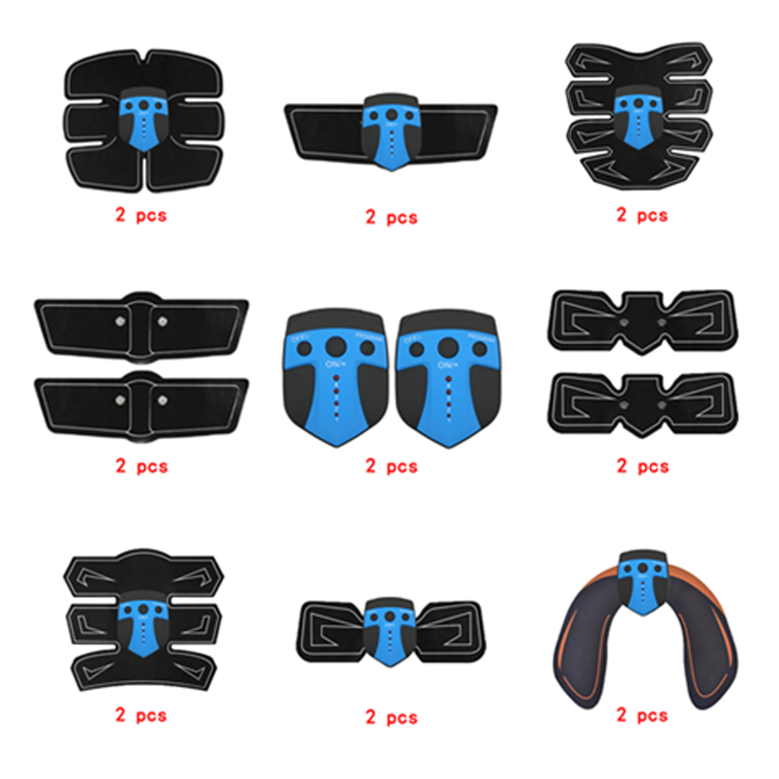 

2pc Replacement Part Muscle Stimulator EMS Figure Slimming Machine Abdominal Muscle Tens Exercise Slim Belt Rechargeable Blue