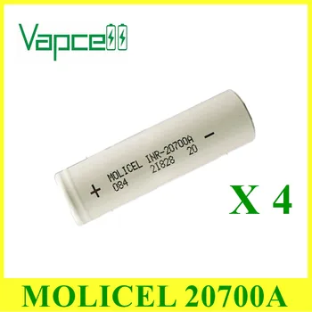 

4 pcs original MOLICEL INR 20700 high Energy Rechargeable battery 3.7V molicel INR20700A 3000mah 30A Li-ion vape battery VAPCE