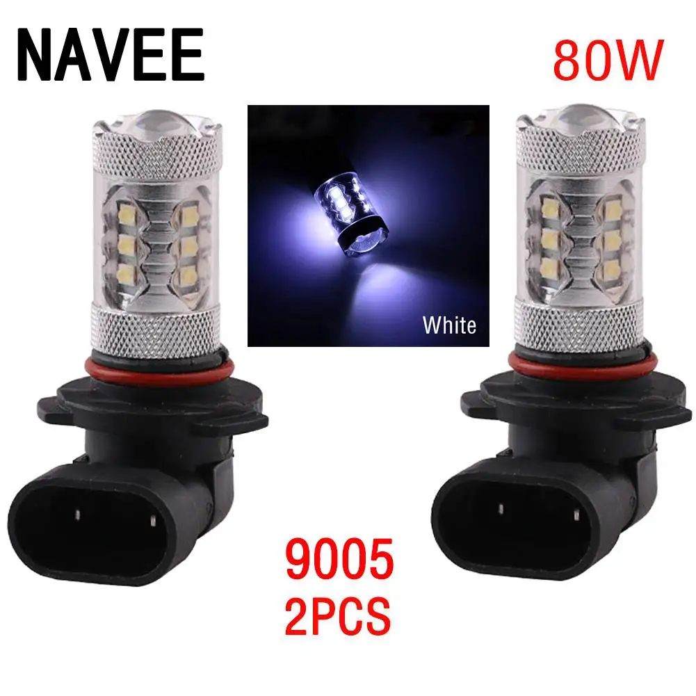 2 шт. Автомобильные светодиодные лампы H8 H11 9005 9006 6000 2828SMD 80 Вт|Передние LED-фары для