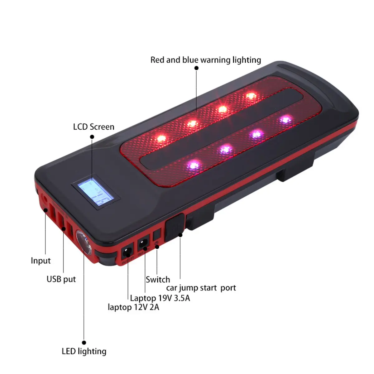 99800mAh 12V Portable Emergency Battery Charger Car Jump Starter Smart Clip Power Bank Starting Light Bar US/UK/AU/EU