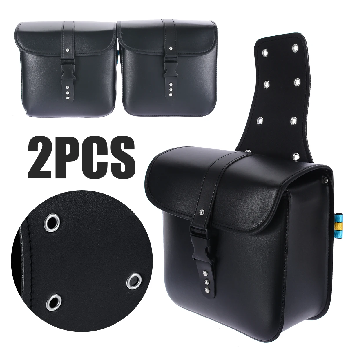 

New Arrival 1pair Black Motorcycle Saddle Bags Side Tool Bag Luggage Brown For Harley Retro Pu Leather