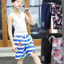 Новые пляжные шорты для мальчиков; Летние купальные штаны с высокой талией; милые повседневные шорты в полоску для мальчиков; купальный костюм; Шорты для плавания