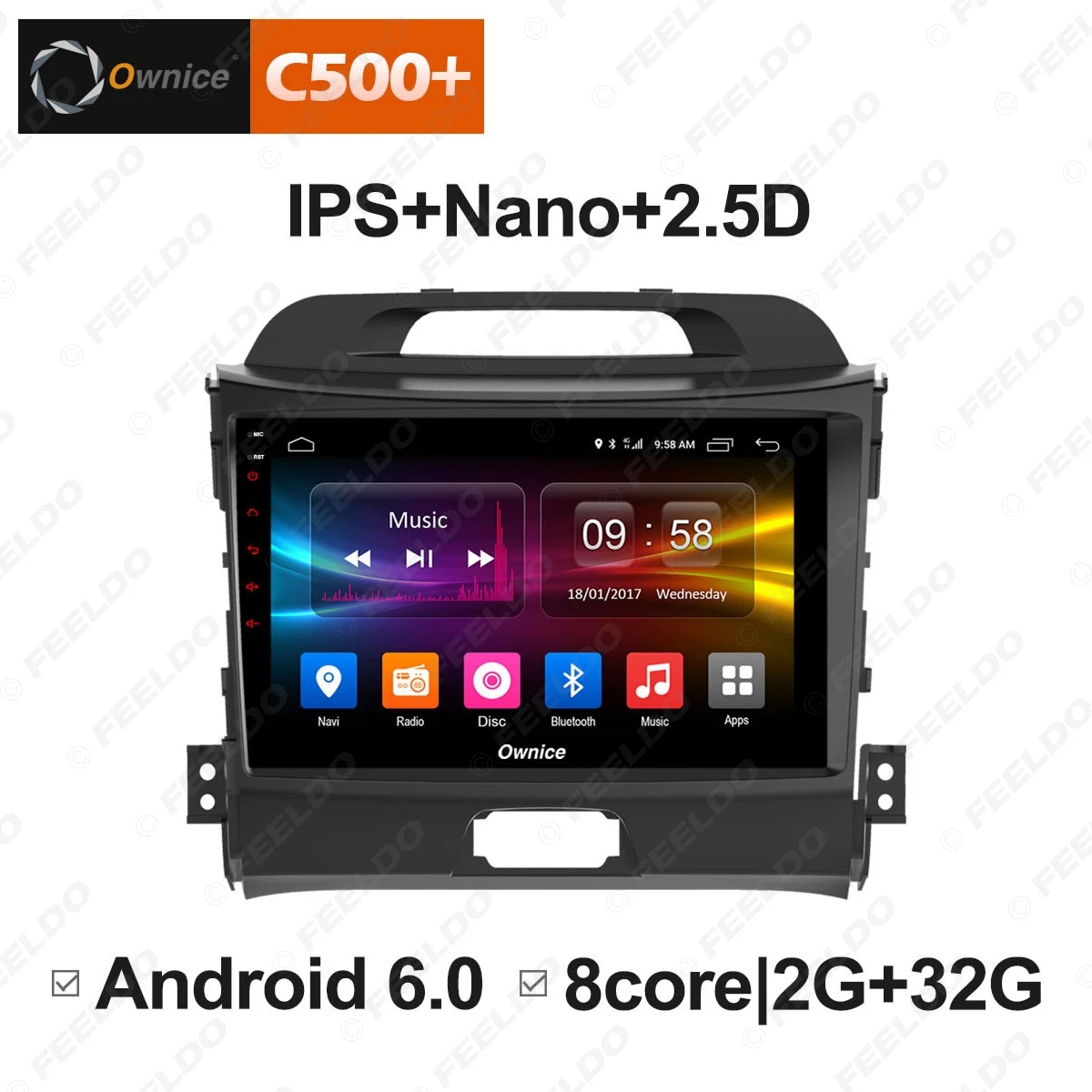 FEELDO 9 &quot2.5D Nano IPS экран Android 6 0 Octa Core/DDR3 2G/32G/4G LTE автомобильный медиаплеер для Sportage R