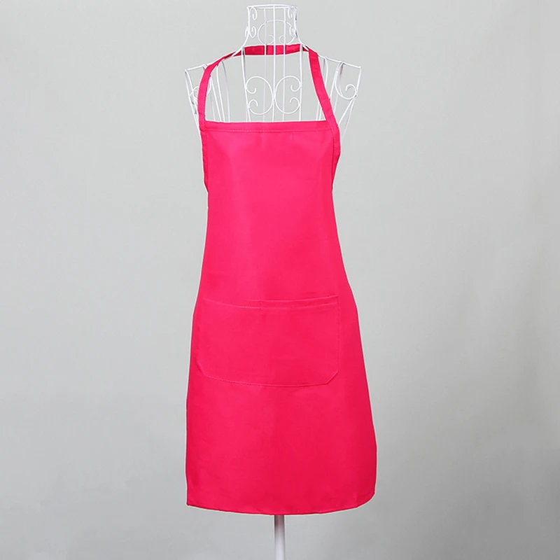 

1xApron Washable Polyester Dual Pockets For Waiter Chef Black/ White/ Rose/ Orange-Red/ Purple/ Green Unisex Kitchen Pinafore