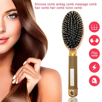 

Silicone Comb Airbag Massage Nylon Comb Anti-static Durable Combing Quick-drying Massage Pig Hair Nylon Rubber Barber Comb