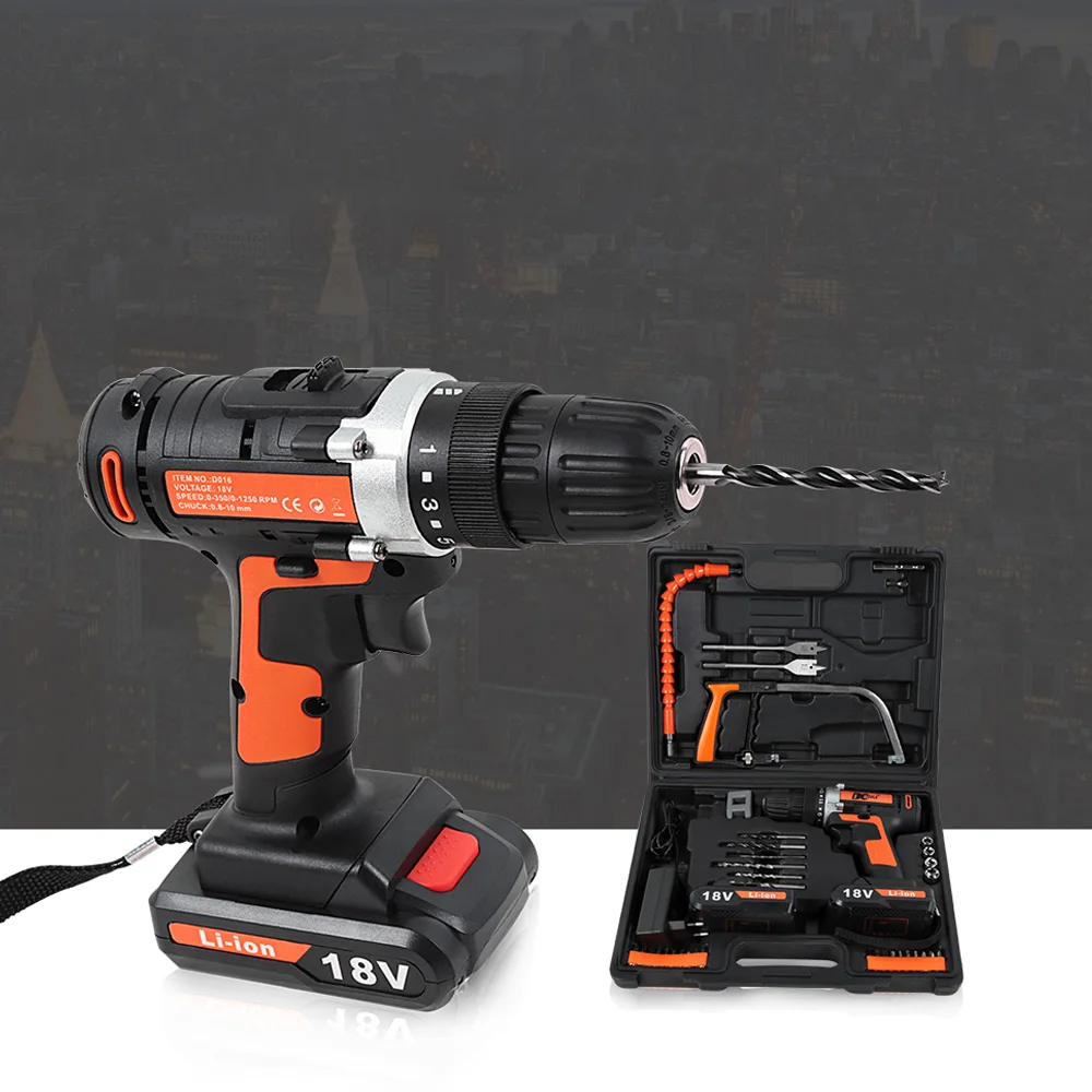 

18V Rechargeable Li-ion Double Speed Electric Drill Set