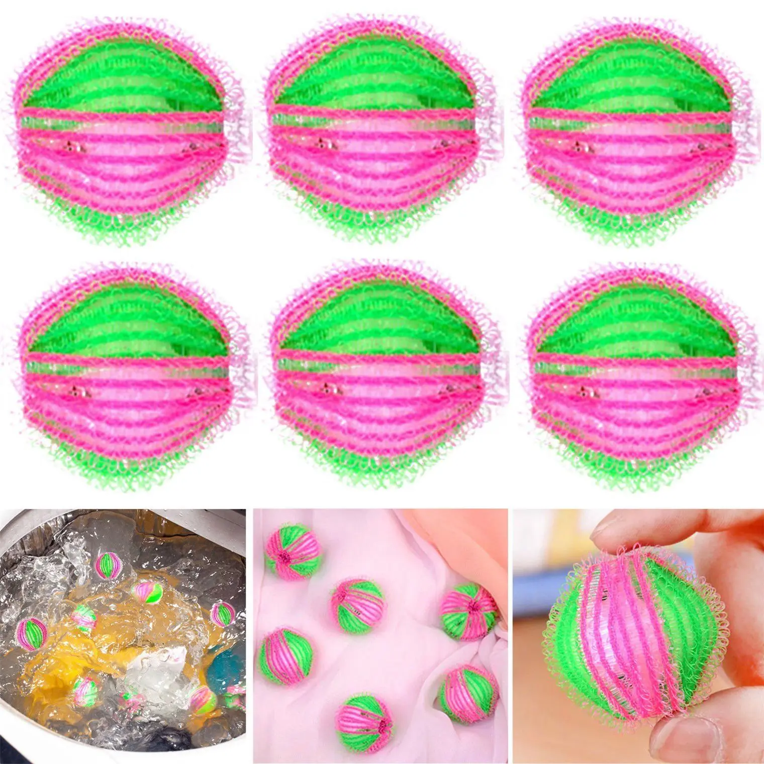 

6pcs Laundry Wash Balls Hair Removal Clothes Washing Tools Lint Fluff Grabbing Machine Cleaning
