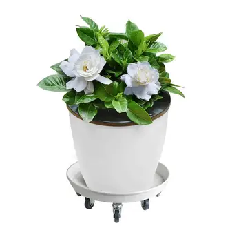 

Round Metal Flowerpot Stand Holder Flowerpot Moving Tray With Universal Wheels
