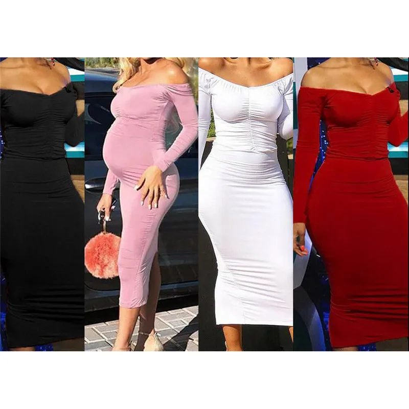 

New fashion sexy women summer slash neck long sleeve bodycon dress ladies casual party evening long midi dress