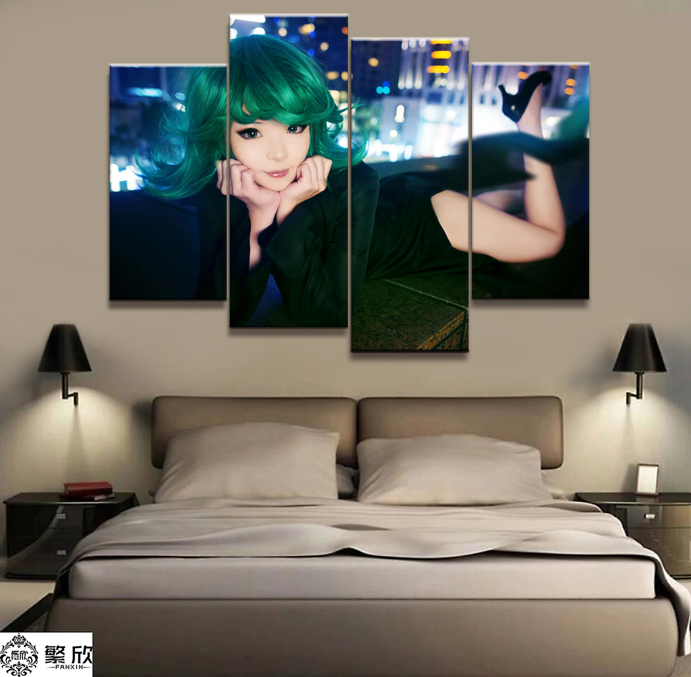 

Home Decor Modular Canvas Painting Picture 4 Piece One Punch Man Tatsumaki Anime Poster Canvas Wall For Home Canvas Wholesale