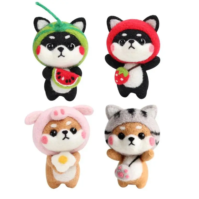 1Set Non Finished Wool Felt Poked DIY Firedog for Needle Material Bag | Дом и сад