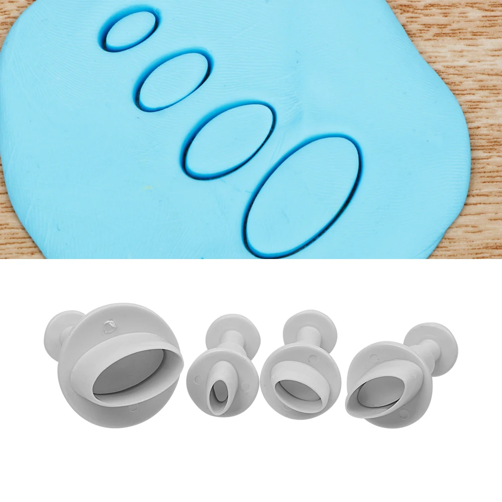 

4pcs/set Oval Shape Plunger Fondant Mold DIY Chocolate Cookie Mould Cake Decorating Tools Sugarcraft Cutter