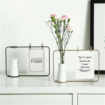 

Creative Iron Line Flower Pot Plant Vase Stand Postcard Clip Holder Home Decor