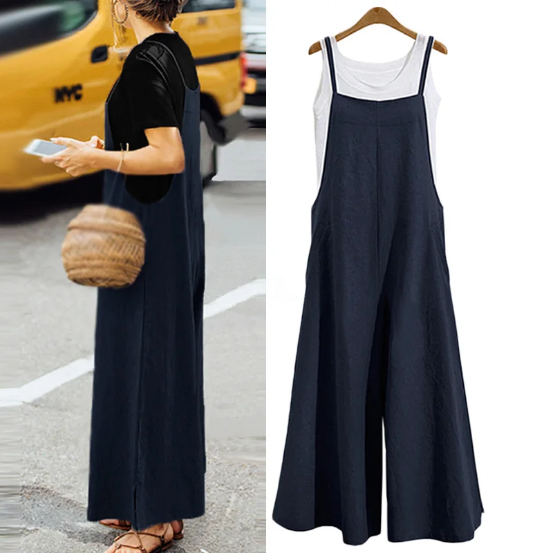 

Womens Overalls Loose Dungarees Ladies Strappy Romper Baggy Playsuit Jumpsuit