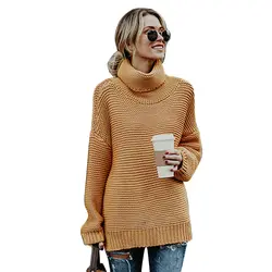 Для женщин осень зима вязаный Повседневный свитер водолазка Fabala повседневная одежда пуловер с длинным рукавом
