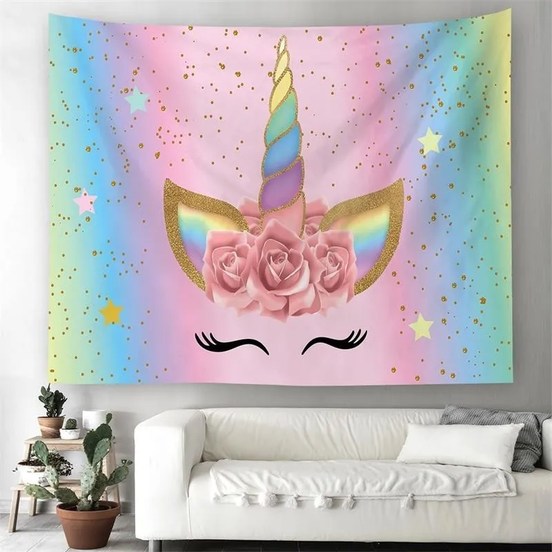 

New Unicorn Design Home Wall Tapestry Rectangle Wall Hanging Decorative Tapestry Polyester Yoga Mat Beach Carpet