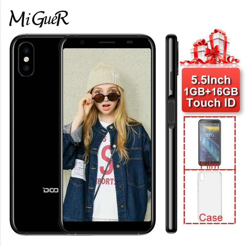 DOOGEE X55 мобильный телефон с определением отпечатка пальца 5 ''HD 18:9 Android 7 0 MTK6580 4