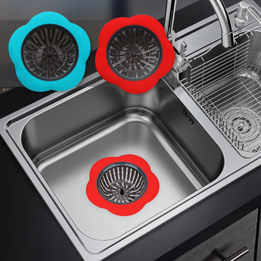 

Shower Sink Drains Cover for Colander Sewer Kitchen Sink Strainer Flower Shaped Hair Filter Anti-blocking Practical