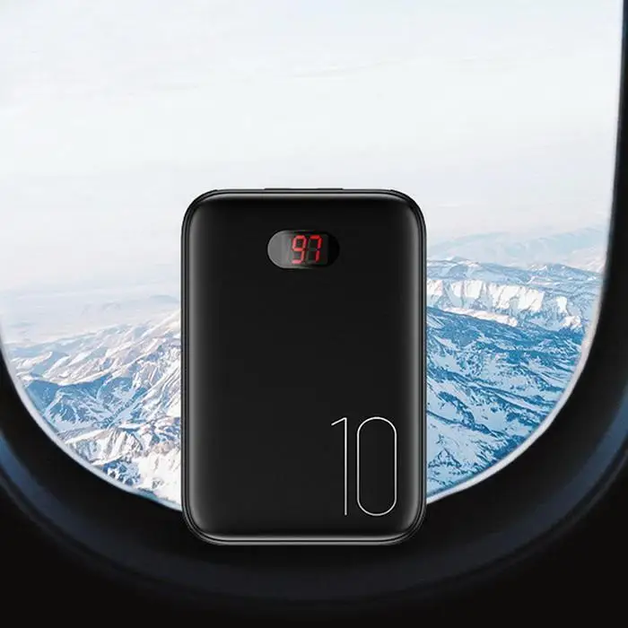 

10000mah Power Bank External Mini Digital Battery Bank Portable Charger LCD Display with Date Wire For Xiaomi MI iPhone Samsung
