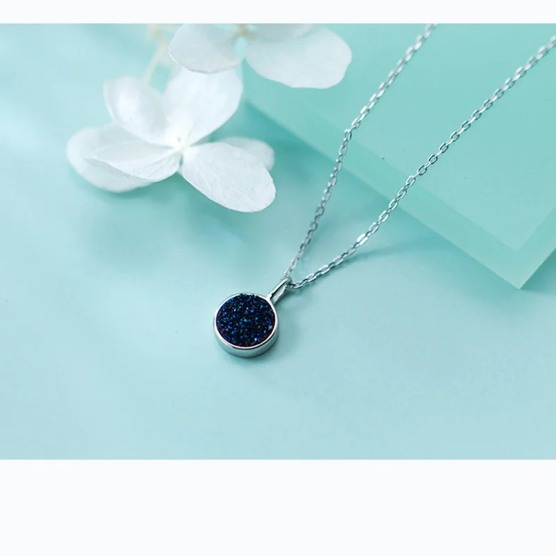 Горячая Распродажа 925 пробы серебро модные простые милые темно-синий Цирконий Подвески регулируемое ожерелье ювелирные изделия для женщин