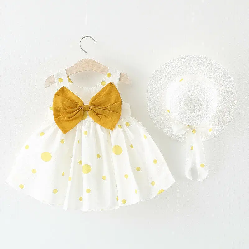 

2019 New Arrival Cute Newborn Infant Kid Baby Girl Princess Dress Party Tutu Summer Cotton Polka Dot Soft Dress Wholesale Hot