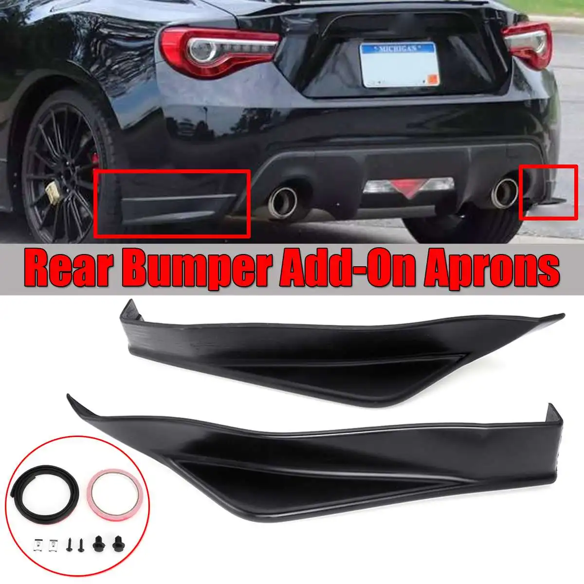 

A Pair Car Rear Bumper Diffuser Lip Spoiler Splitter Cover Trim Add-On For Aero Side Aprons For Subaru BRZ Sti TS Style 013-2018