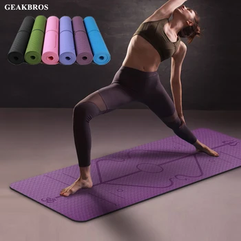 

6MM TPE Yoga Mat with Position Line Non Slip Carpet Mat 183cmX61cm High Density For Beginner Environmental Fitness Gymnastic Mat