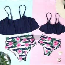 Лидер продаж, 2 предмета, цветочный купальный костюм для маленьких девочек летний купальный костюм с изображением листьев лотоса на пляже купальный костюм комплект купального костюма