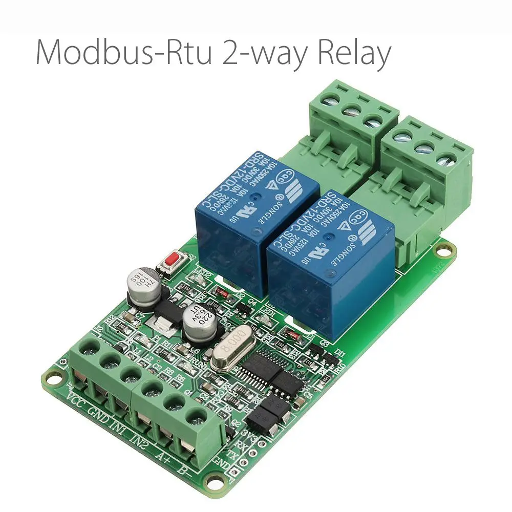 XTW1-0095 Modbus rtu 2-way релейный модуль Выход 2 входного канала переключатель ttl/RS485 интерфейс связи реле 2 индикатор реле