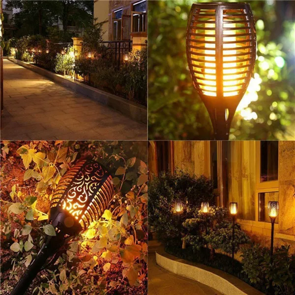 

96 LED Solar Powered Torch Light Outdoor Flickering Flame Lamp for Path Garden Landscape Wall Lamp Garden Yard Lawn Light