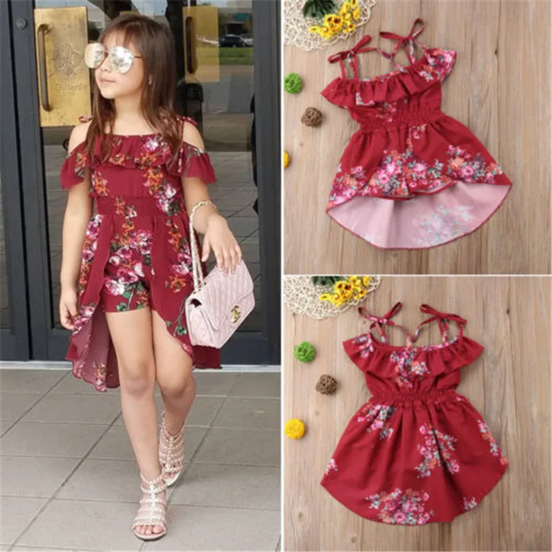 

CANIS 2019 New Summer Girls Dresses Girls Sleeveless Print Cotton Children Clothes Baby Girl Dress Flower kids little Tutu