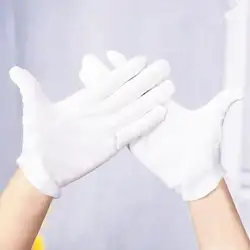 12 пар 100% хлопок белый увлажняющий тканевые перчатки здоровья музыка работы