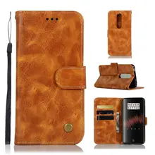 Flip Stand Cover for OnePlus 7 Pro Retro PU Leather Wallet Case with Card Slots Shockproof Shell Capa Heavy Duty Protection