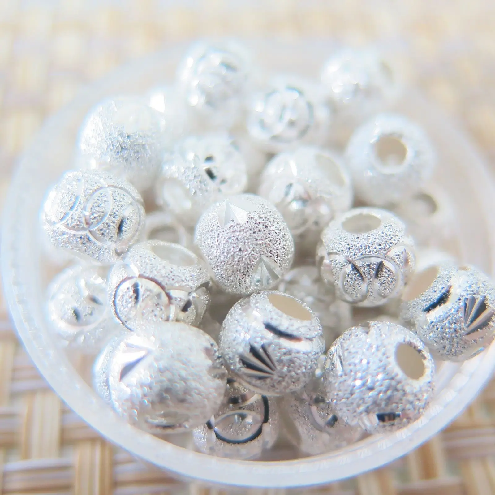 1PCS New Pure 925 Sterling Silver 7mm Round Beads Authentic Solid 925