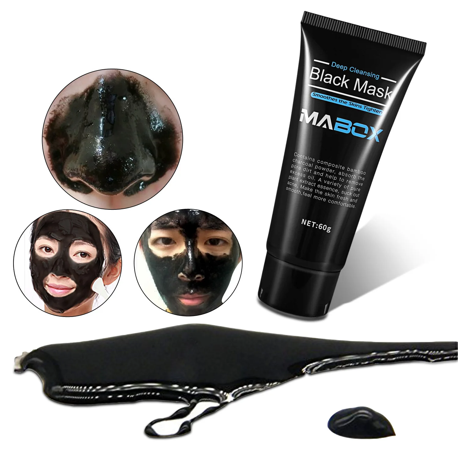 MABOX 60g Blackhead Remove Facial Masks Deep Cleansing Purifying Peel Off Black Nud Facail Face black Mask DROP SHIPPING