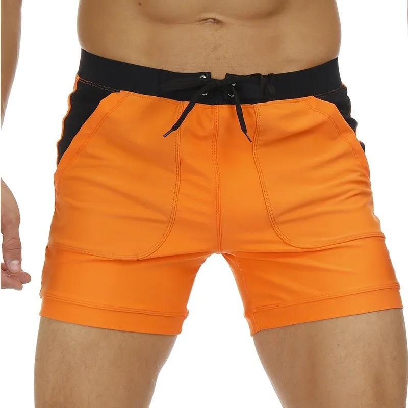 

2019 Summer Men's Swimsuit Solid Patchwork Swimwear Man Boy Sexy Quick Dry Swimming Trunks Briefs Male XL Beachwear Swim Shorts