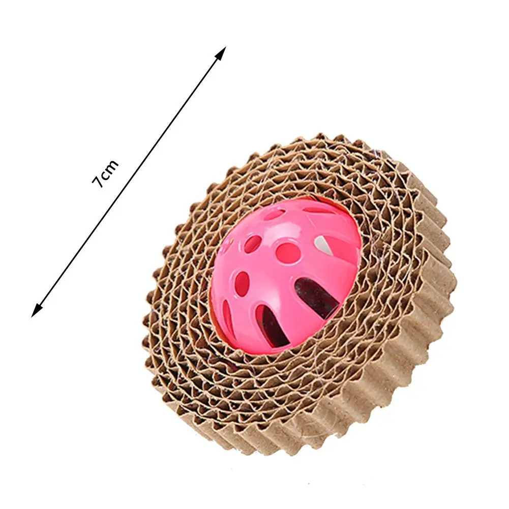 Забавная Когтеточка для кошек, игрушка для кошек из гофрированной бумаги, Когтеточка для кошек с пластиковым шариком-колокольчиком
