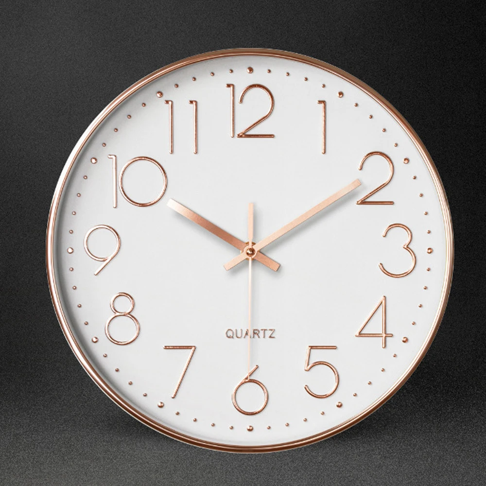12 дюймов цифровые часы розовое золото 3D настольные кварцевые часы офисное украшение для гостиной бесшумные настенные часы для отеля модные кварцевые часы