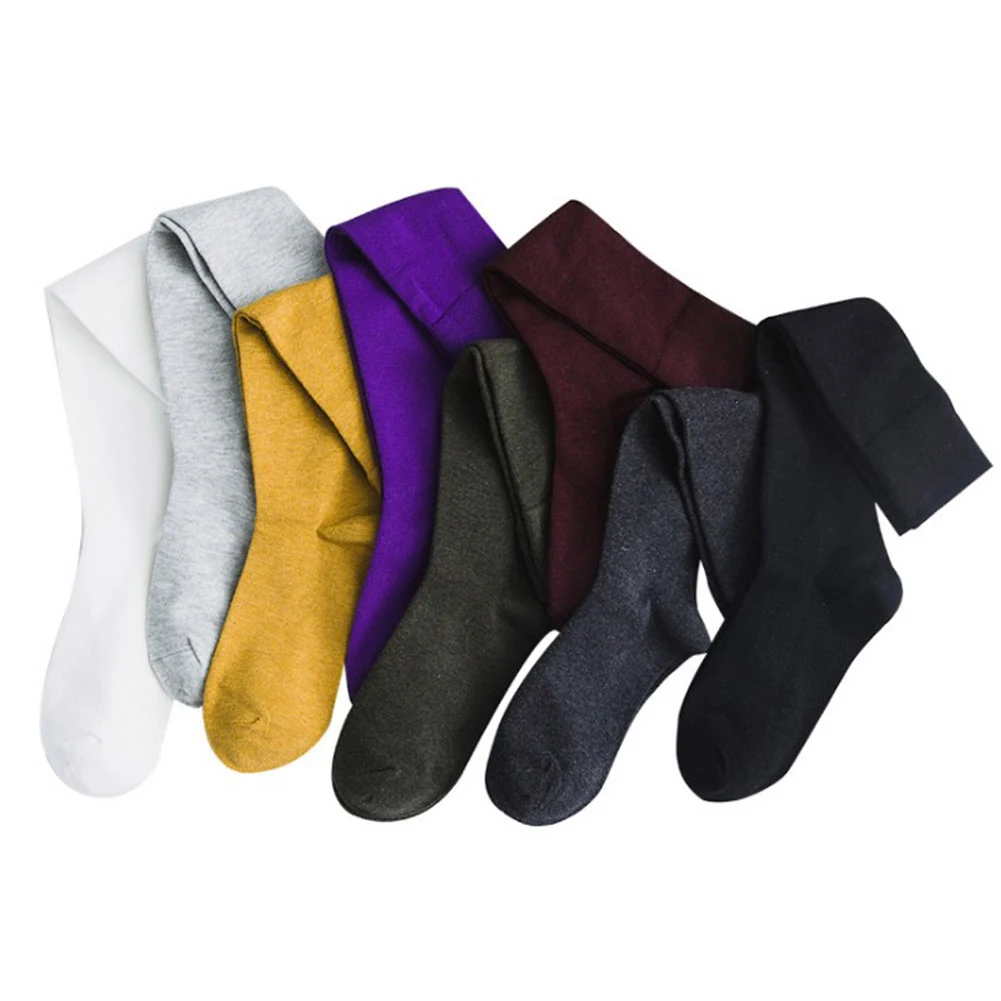1 пара, женские носки, Осень-зима, модные длинные носки, женские модные хлопковые носки до колена, одноцветные, черные, белые, желтые носки