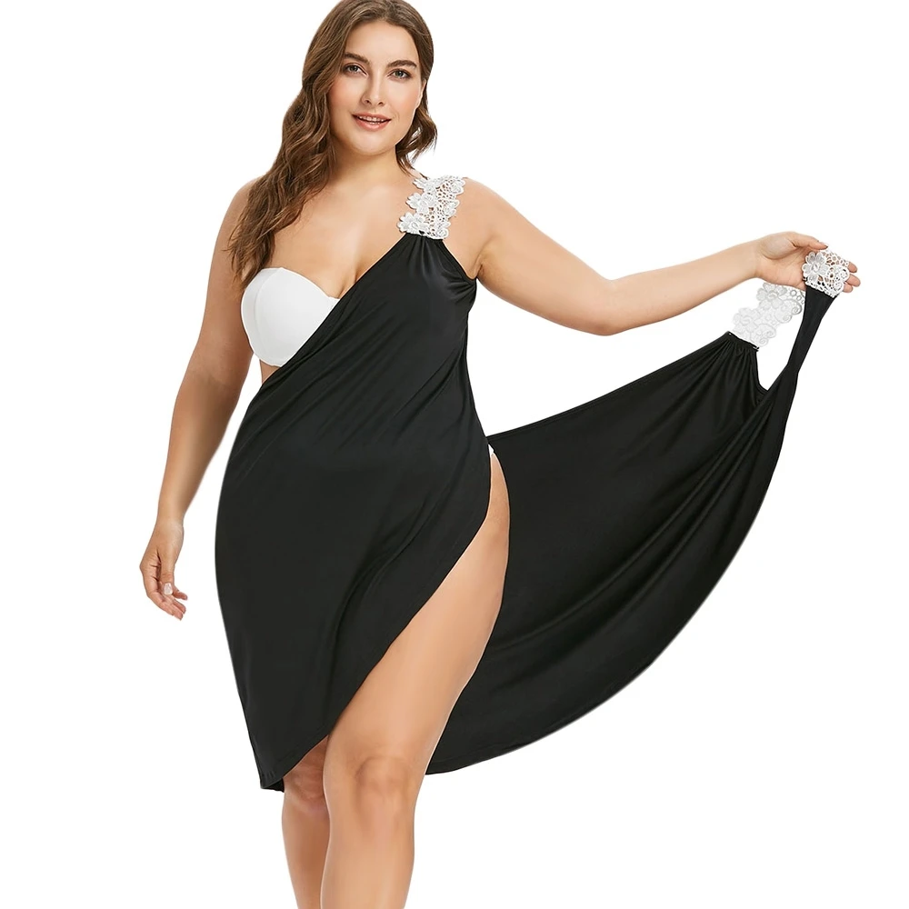 

Plus Size Lace Straps Cover-up Dress30