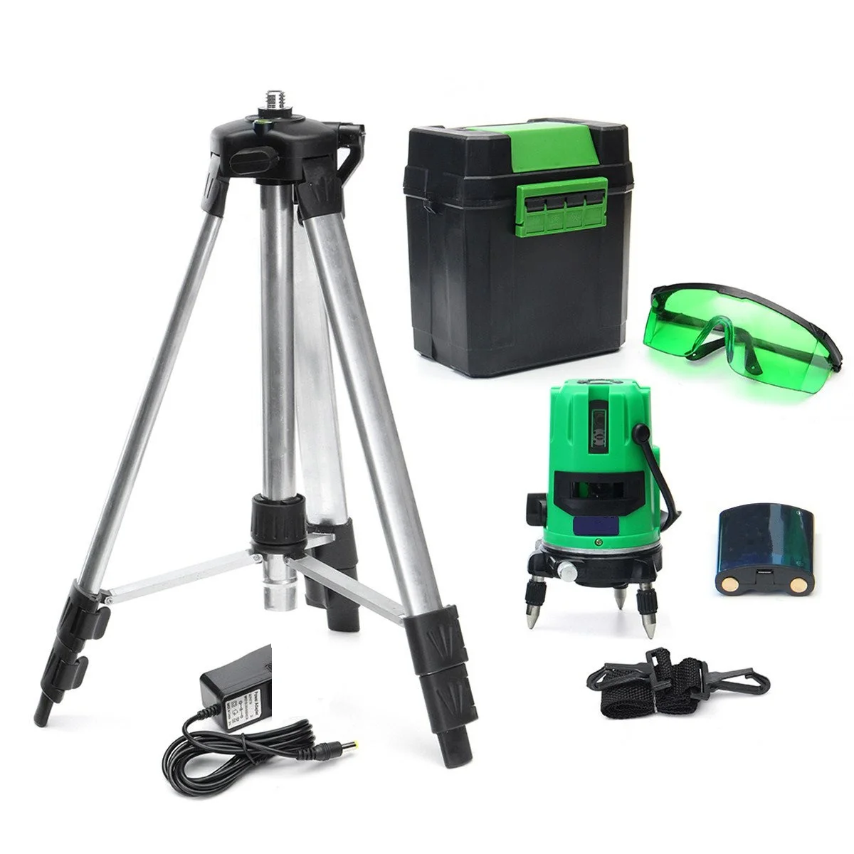 

2 Lines 2 Points Laser Level 360 Rotary Laser Line Rotary Vertical Horizontal Automatic Self Leveling with Tripod Green Beam