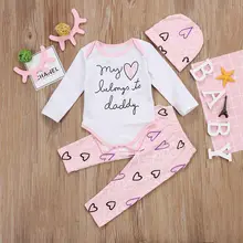 Pudcoco/комплект для девочек от 0 до 24 месяцев, Одежда для новорожденных девочек из 3 предметов комбинезон с длинными штанами, шапка