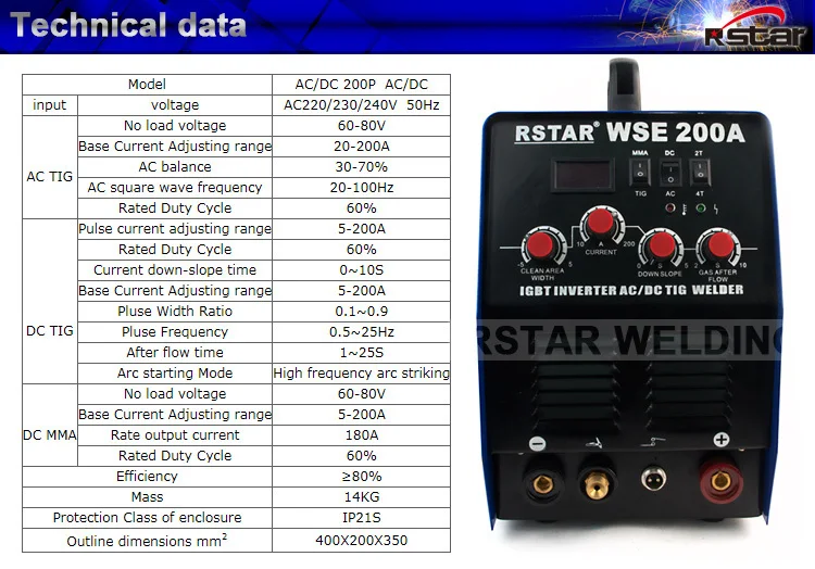 RSTAR IGBT инвертор постоянного/переменного тока, TIG MMA сварочный аппарат